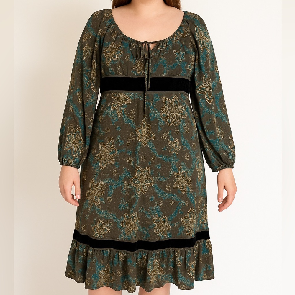 Ann Taylor Loft Dress Floral Side Zip Lined Long Sleeve Brown Sz 6 Bohofairy Y2K